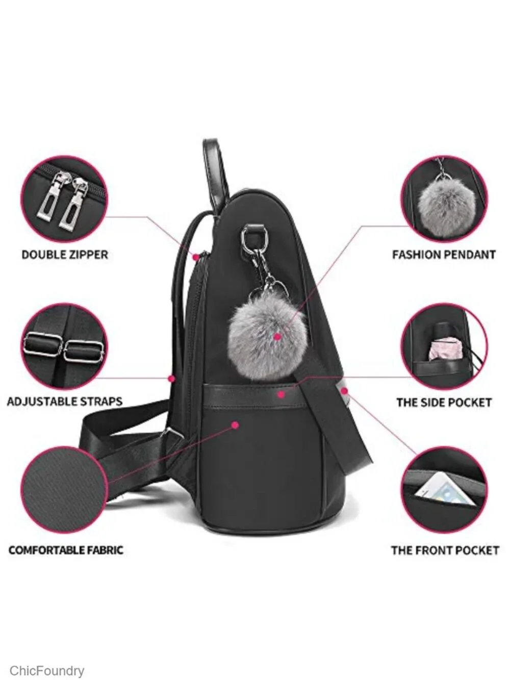 Water Resistant Nylon Women Backpack Purse Anti-theft Lightweight Travel